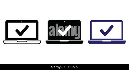 Visual Representation Of Approval And Confirmation On Laptops With Different Design Styles Vector Checkmark Icons Stock Vector