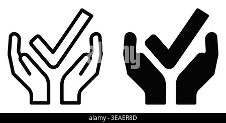 Visual Representation of Approval or Agreement Using Hand Gestures with Check Marks Between Fingers Vector Checkmark Icons Stock Vector