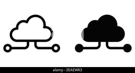 Comparison of Cloud Storage Visual Representation Between Light and Dark Themed Network Icons Vector contact icons Stock Vector