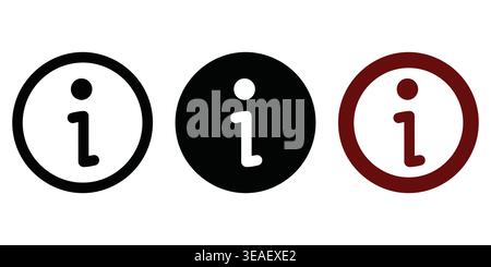 The comparison of information icon designs featuring different circle styles and color schemes for user interface elements Vector contact icons Stock Vector