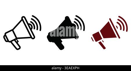 Visual Representation Of Different Colored Megaphones With Wireless Signal Indicators For Communication Vector contact icons Stock Vector