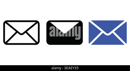 Variations of Envelope Icons Representing Different Email and Communication Themes Vector contact icons Stock Vector