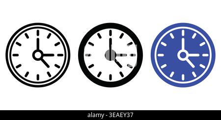 Analyzing Different Design Styles of Analog Clock Faces for Visual and Functional Appeal Vector contact icons Stock Vector