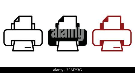 The Evolution And Different Styles Of Inkjet Printer Icons Representing Modern Technology In Office Environments Vector contact icons Stock Vector