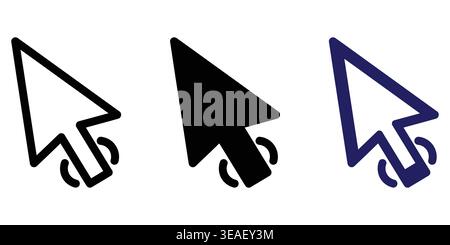 Detailed Analysis of Computer Mouse Cursor Icons Showing Different Design Styles and Color Variations Vector contact icons Stock Vector