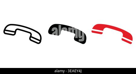 Evolution and design variations of traditional telephone handset earpieces in different color schemes Vector contact icons Stock Vector
