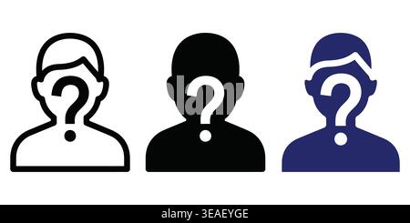 Graphic Representation Of Three Question Mark Silhouettes With Varying Color Themes For Identity Or Mystery Concepts Vector contact icons Stock Vector
