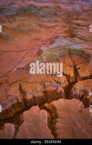 Grand Canyon Topographic Relief Model Close Up with Canyon Details and Landscape Stock Photo