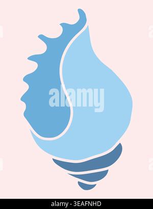 Minimalist Blue Seashell Abstract Shape Vector Stock Vector