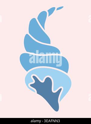 Spiral Seashell Abstract Minimalist Blue Vector Art Stock Vector
