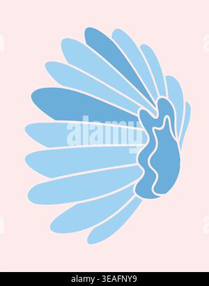 Minimalist Blue Seashell Abstract Shape Vector Stock Vector