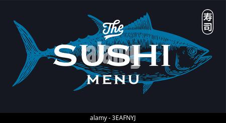 Tuna Fish, seafood, sketch, menu Stock Vector