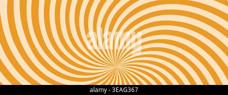 Swirl groovy Starburst. Retro sunshine with spiral sun rays. Summer radial background. Vintage Vector illustration Stock Vector