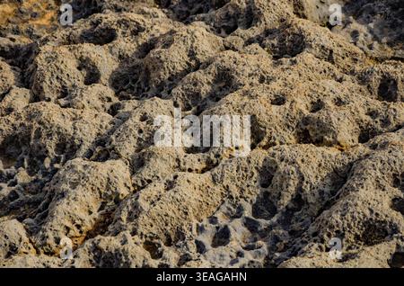 Close-Up of Textured Rock Surface Stock Photo