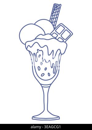 Ice cream parfait in glass with chocolate bar. Stock Vector