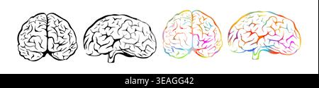Human brain graphic object . Hand drawn. Not AI, vector illustration. Stock Vector