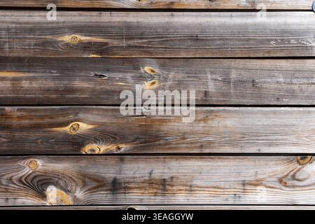 Close view of wooden planks showing grain patterns. Stock Photo