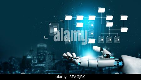 AI organizing file directory structure, streamlining folder management, arranging document paths, and automating digital hierarchy operations. Vouch Stock Photo