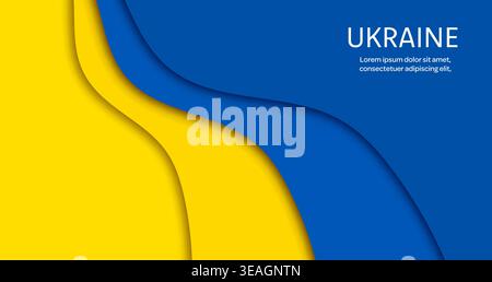 Paper cut national flag of Ukraine, blue and yellow ukrainian papercut banner. Vector background of 3d wavy stripes pattern in national colors of ukrainian flag, Independence Day of Ukraine poster Stock Vector