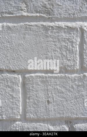 Bright White Painted Brick Wall Texture Background with Rough, High-Key Surface Stock Photo