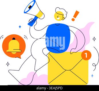 Notification System Vector Illustration with Mobile Alerts Messages Icons User Interaction and Digital Communication Design In Clean Modern Style Stock Vector