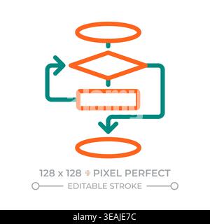 Decision flowcharts pixel perfect two color line icon Stock Vector
