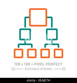 Binary tree pixel perfect two color line icon Stock Vector