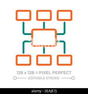 Mind map pixel perfect two color line icon Stock Vector