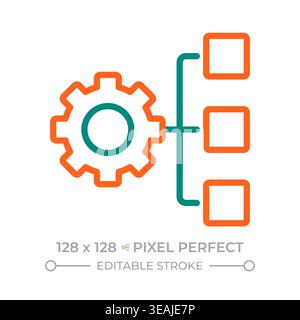 Workflow structure pixel perfect two color line icon Stock Vector
