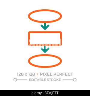 Process flowchart pixel perfect two color line icon Stock Vector
