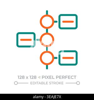 Goal flow pixel perfect two color line icon Stock Vector