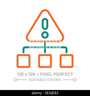 Risk structure diagram pixel perfect two color line icon Stock Vector