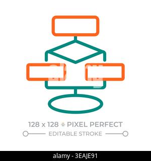 Flowchart pixel perfect two color line icon Stock Vector