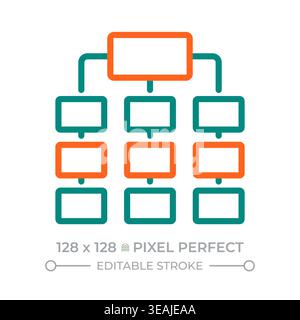 Multi level hierarchy pixel perfect two color line icon Stock Vector