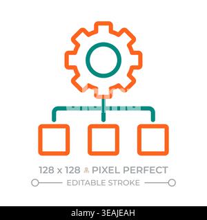 Process structure pixel perfect two color line icon Stock Vector