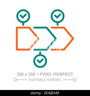 Chain pixel perfect two color line icon Stock Vector