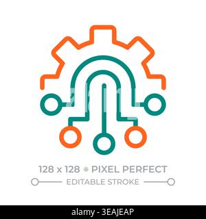 System automation pixel perfect two color line icon Stock Vector