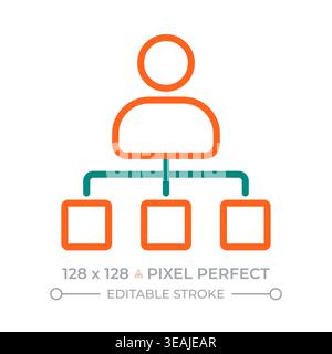 Organizational chart pixel perfect two color line icon Stock Vector