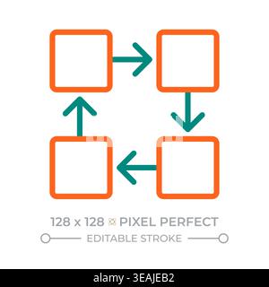 Sequential process pixel perfect two color line icon Stock Vector