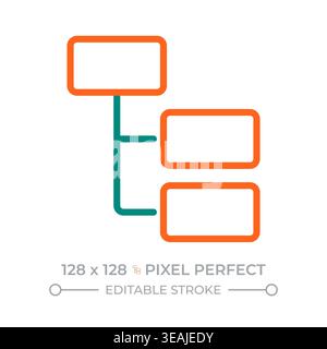 Tree structure pixel perfect two color line icon Stock Vector