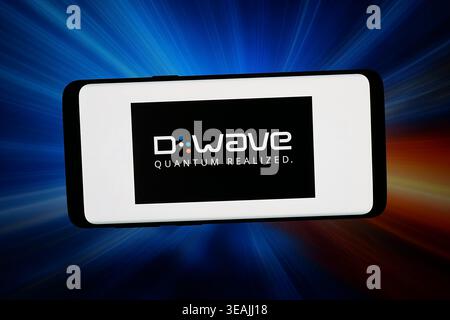 Stuttgart, Germany - 04-13-2026: In this photo illustration, the logo of US technology company D-Wave Quantum Inc. is displayed on a smartphone Stock Photo