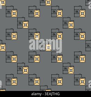 Canister with Oil barrel vector concept colored seamless pattern Stock Vector
