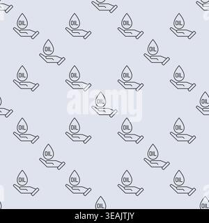 Oil drop on Hand vector concept linear seamless pattern Stock Vector