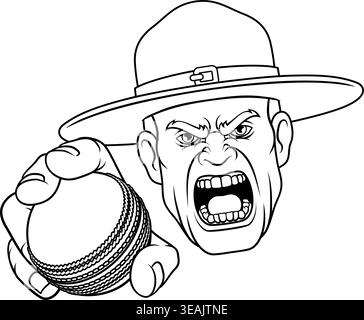 Drill Instructor Sergeant Bootcamp Cricket Mascot Stock Vector