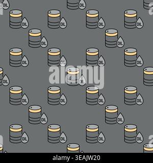 Oil barrel with drop vector concept colored seamless pattern Stock Vector