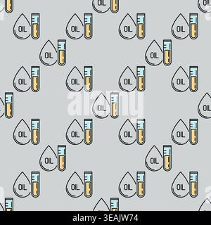 Test Tube with Oil Drop vector concept colored seamless pattern Stock Vector