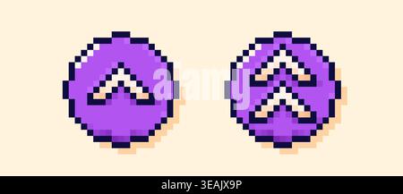 Swipe up pixel art purple buttons. Stock Vector