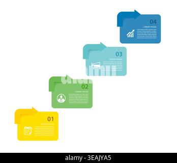 Infographic template business process workflow with four steps and upward arrow connection. Stock Vector