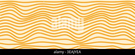 Groovy psychedelic banner with horizontal yellow lines. Stock Vector