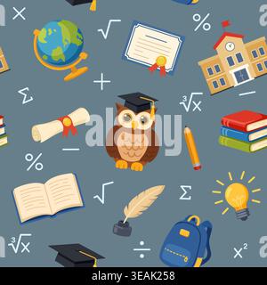 Detailed academic and math themed seamless wallpaper Stock Vector
